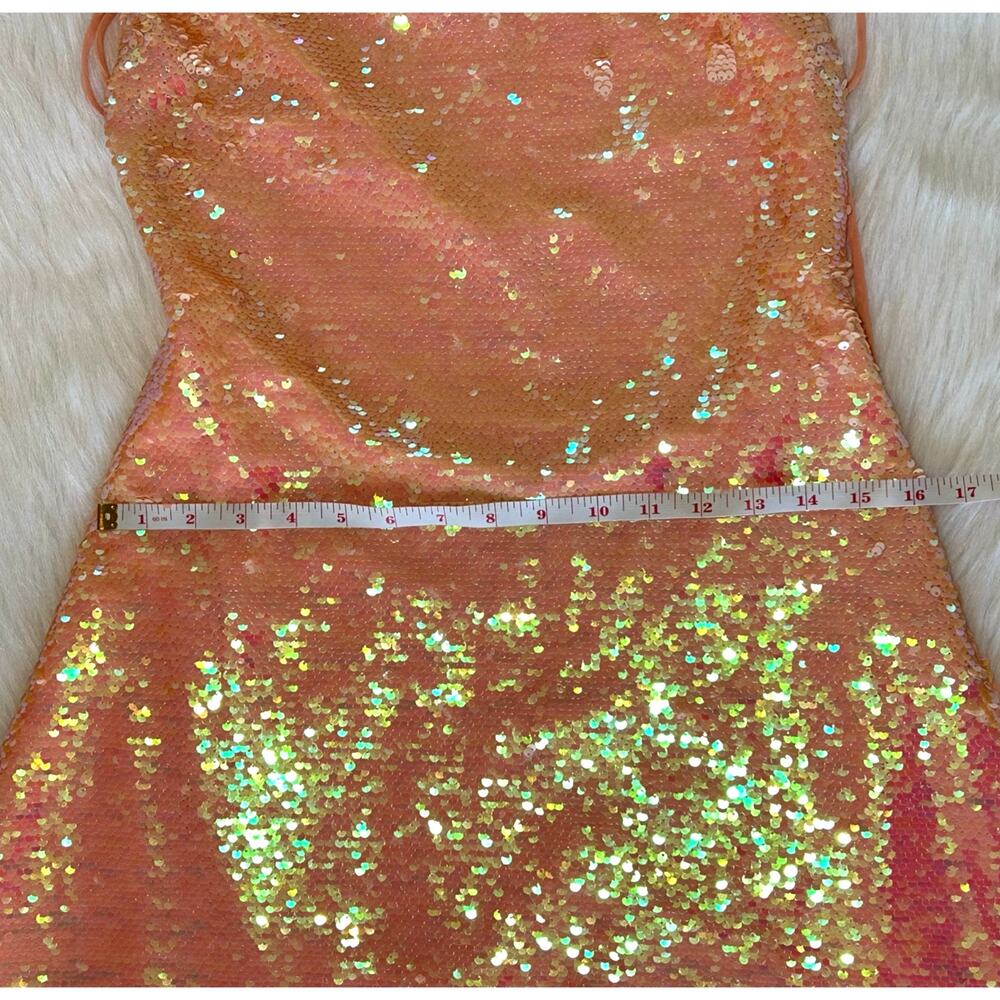Kimchi Blue Sand Dollar Sequin Square Neck Peach Dress Size Medium Taylor Swift - Picture 14 of 16